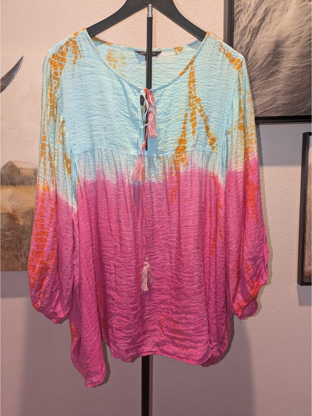 John Mark 1X colorful boho tie dye peasant tunic 🌸